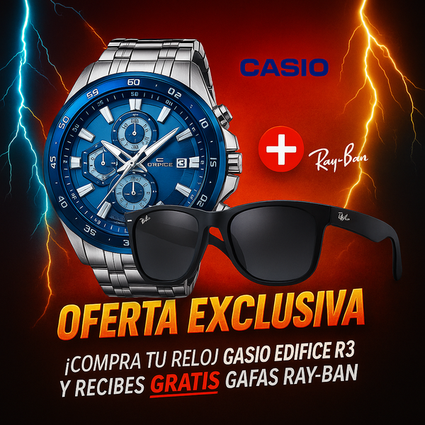 CASIO EDIFICE R3 – PODER Y PRECISIÓN + REGALO GAFAS RAY-BAN